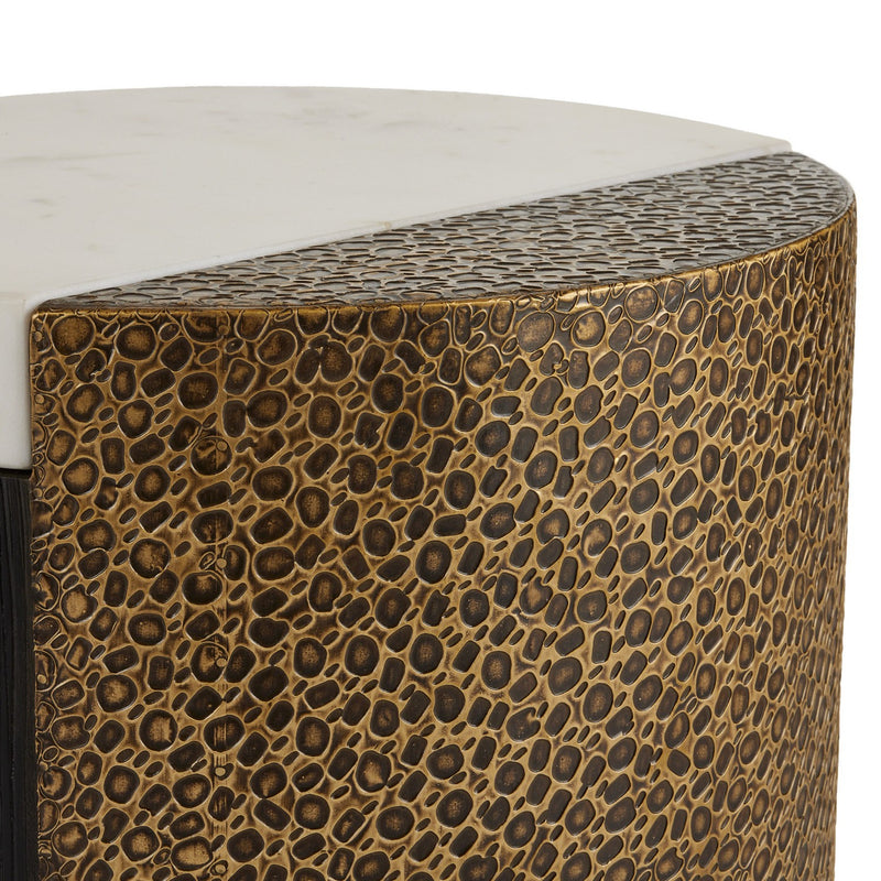 Arteriors FAI14 Accent Table, White/Antique Brass/Ebony