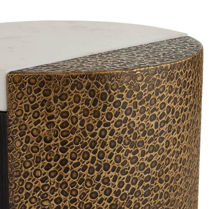 Arteriors FAI14 Accent Table, White/Antique Brass/Ebony