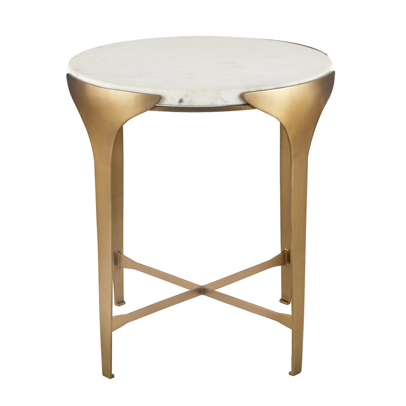 Arteriors FEI22 End Table, White/Antique Brass