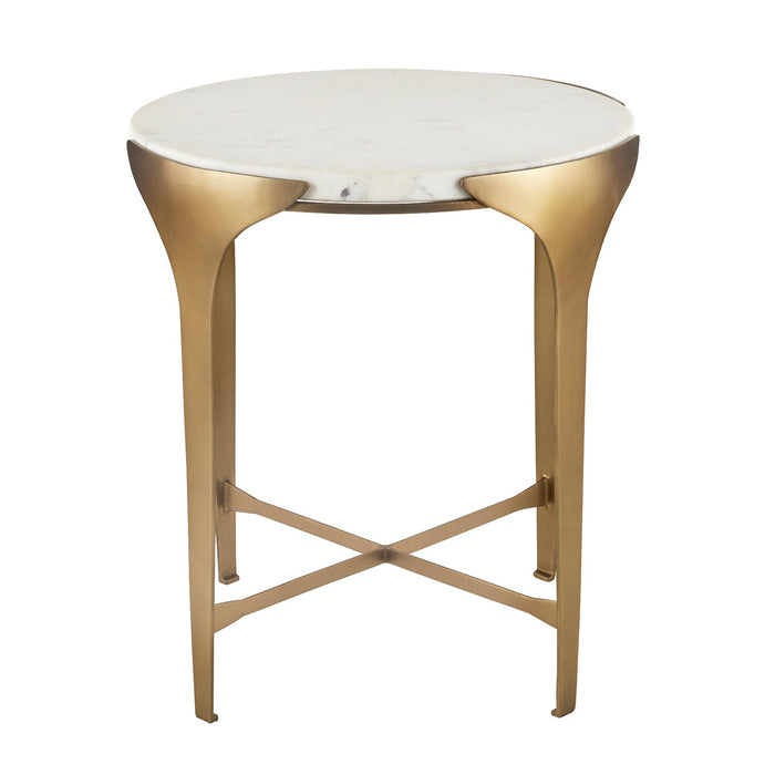 Arteriors FEI22 End Table, White/Antique Brass