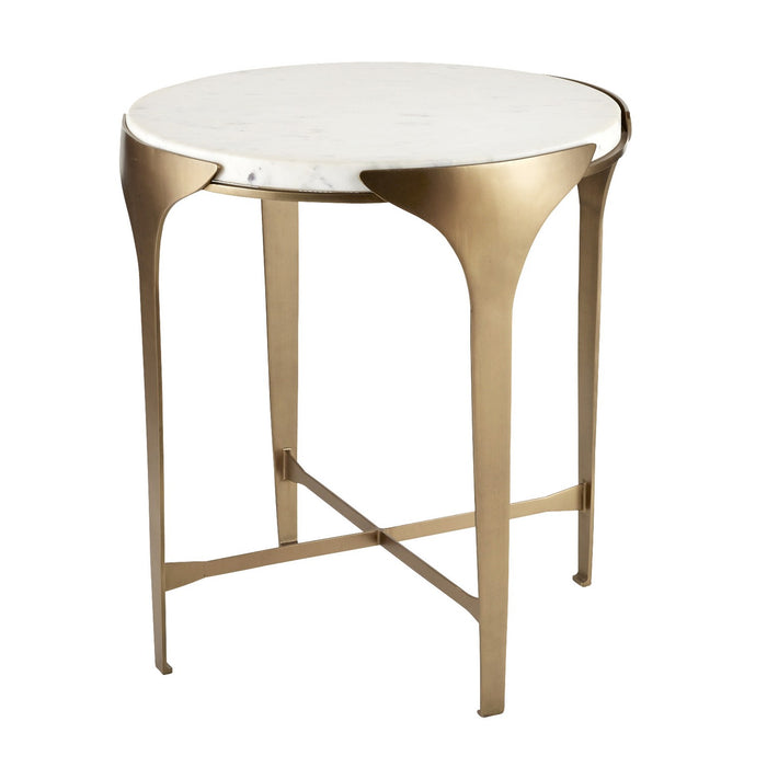 Arteriors FEI22 End Table, White/Antique Brass