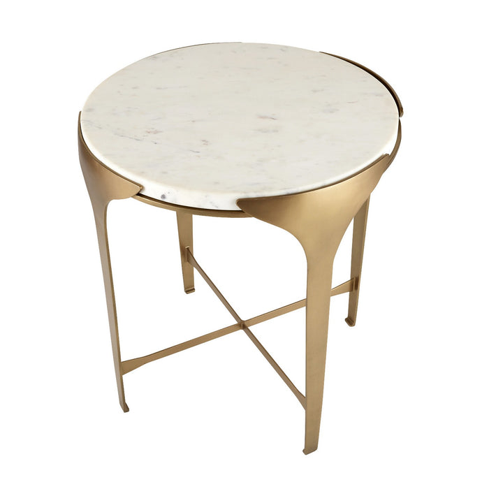 Arteriors FEI22 End Table, White/Antique Brass