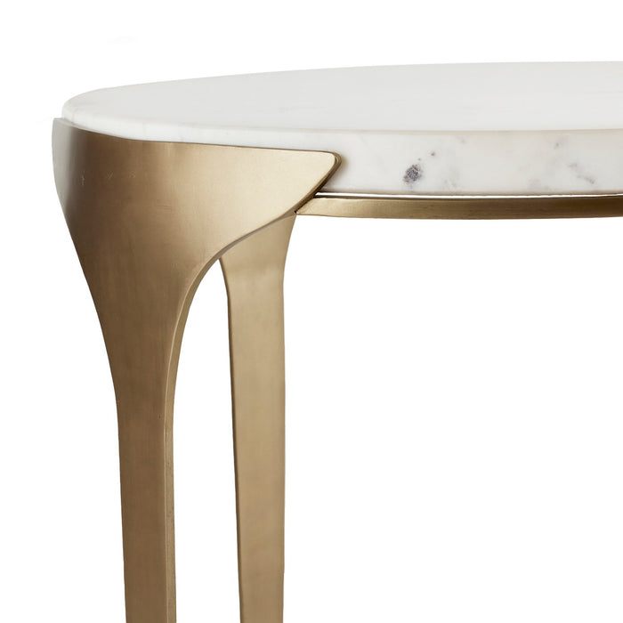 Arteriors FEI22 End Table, White/Antique Brass