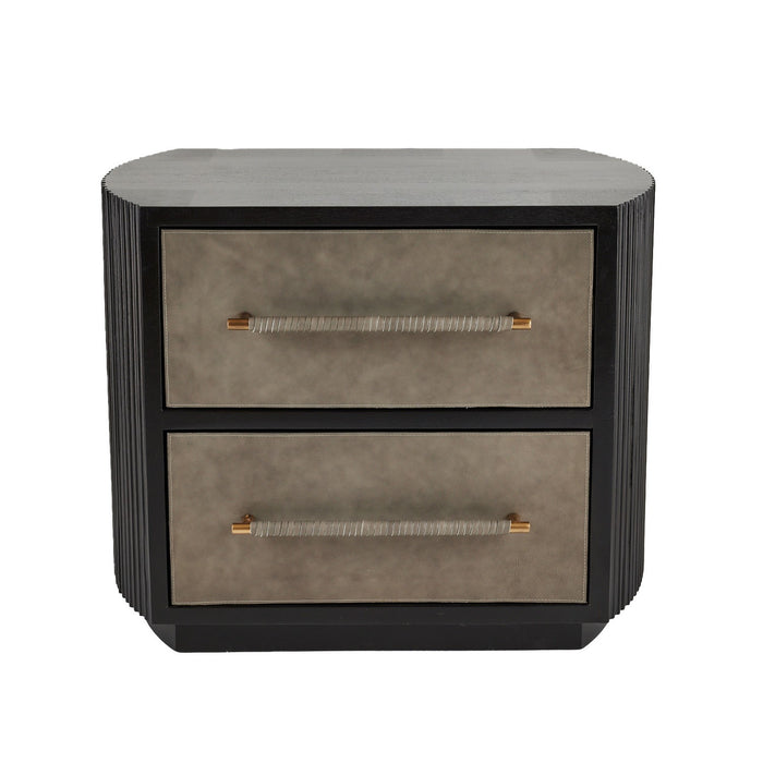 Arteriors FII05 Side Table, Ebony/Dove/Antique Brass