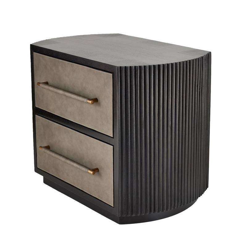 Arteriors FII05 Side Table, Ebony/Dove/Antique Brass