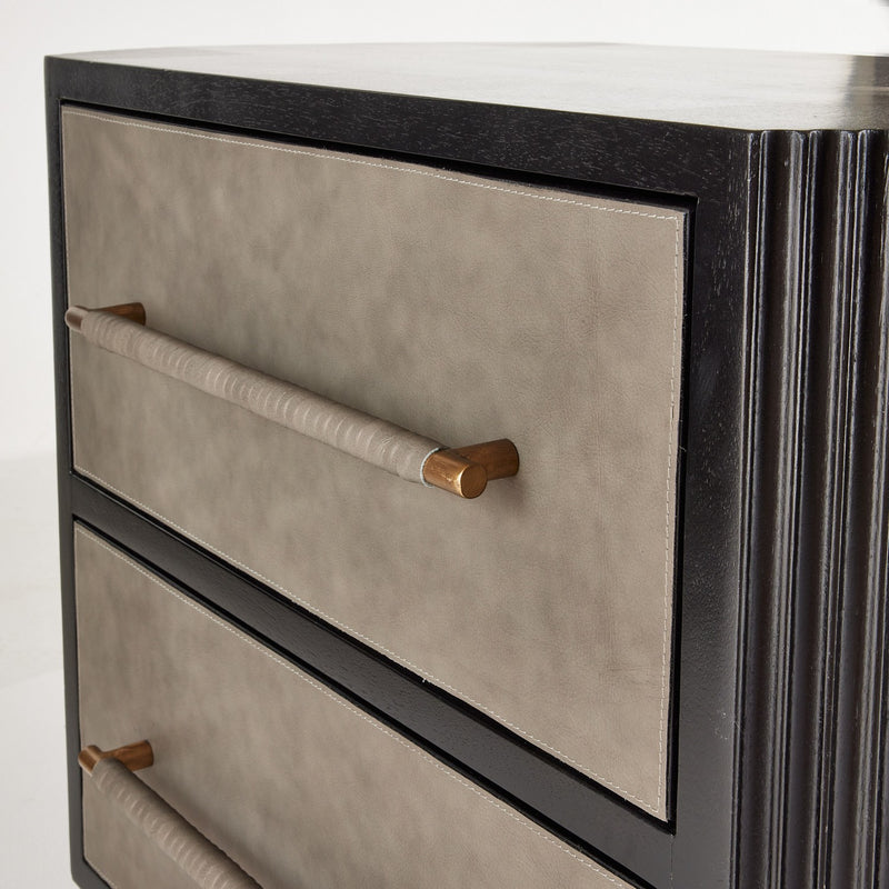 Arteriors FII05 Side Table, Ebony/Dove/Antique Brass
