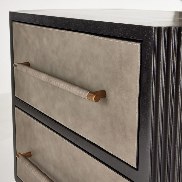 Arteriors FII05 Side Table, Ebony/Dove/Antique Brass