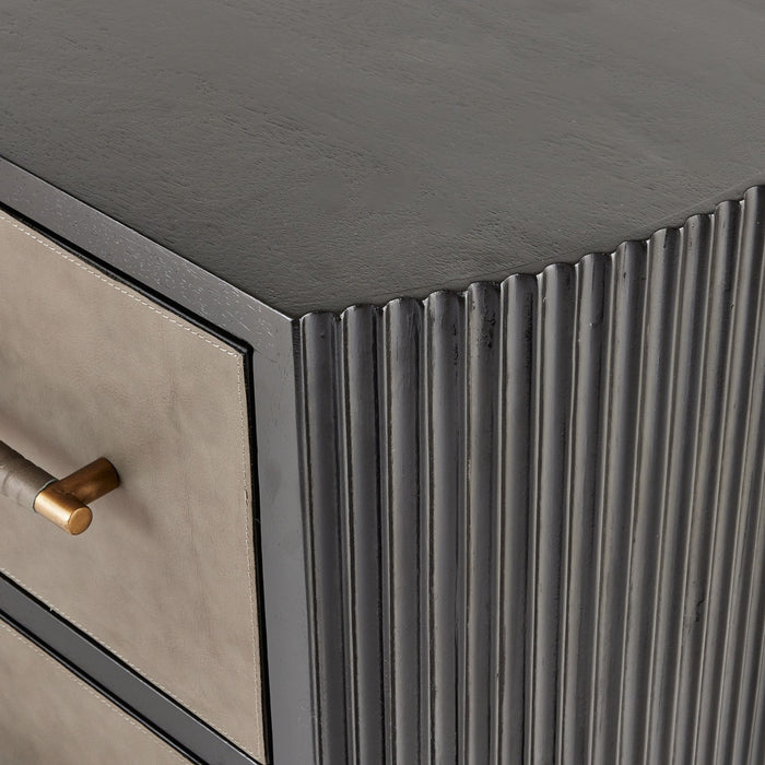 Arteriors FII05 Side Table, Ebony/Dove/Antique Brass