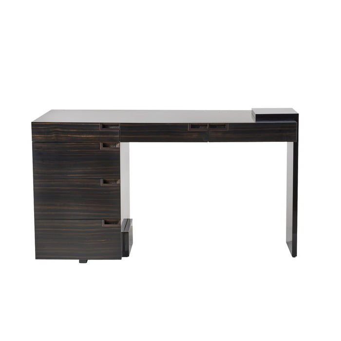 Arteriors FKS05 Desk, Charcoal/Black Gloss Lacquer/Charcoal/Bronze