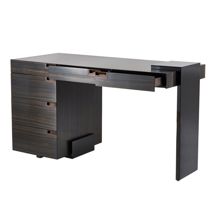 Arteriors FKS05 Desk, Charcoal/Black Gloss Lacquer/Charcoal/Bronze