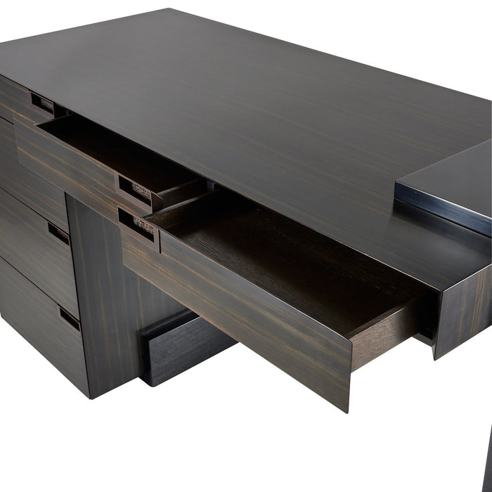 Arteriors FKS05 Desk, Charcoal/Black Gloss Lacquer/Charcoal/Bronze