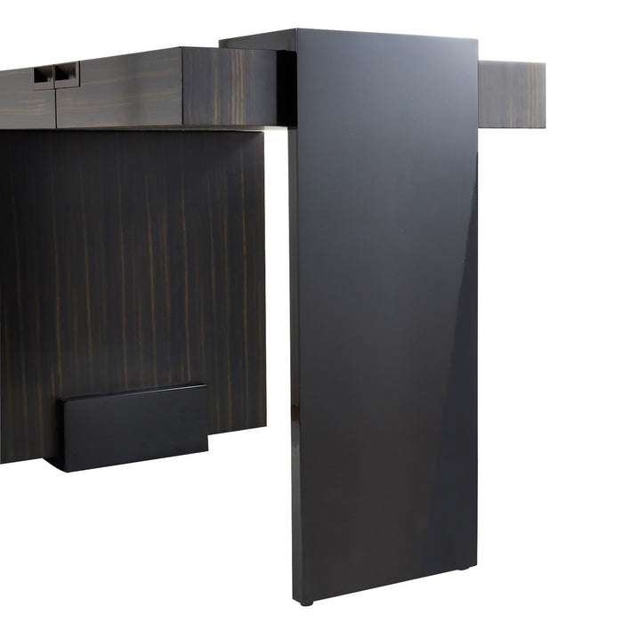Arteriors FKS05 Desk, Charcoal/Black Gloss Lacquer/Charcoal/Bronze