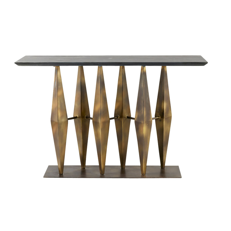 Arteriors FLI09 Console, Matte Black/Antique Gold