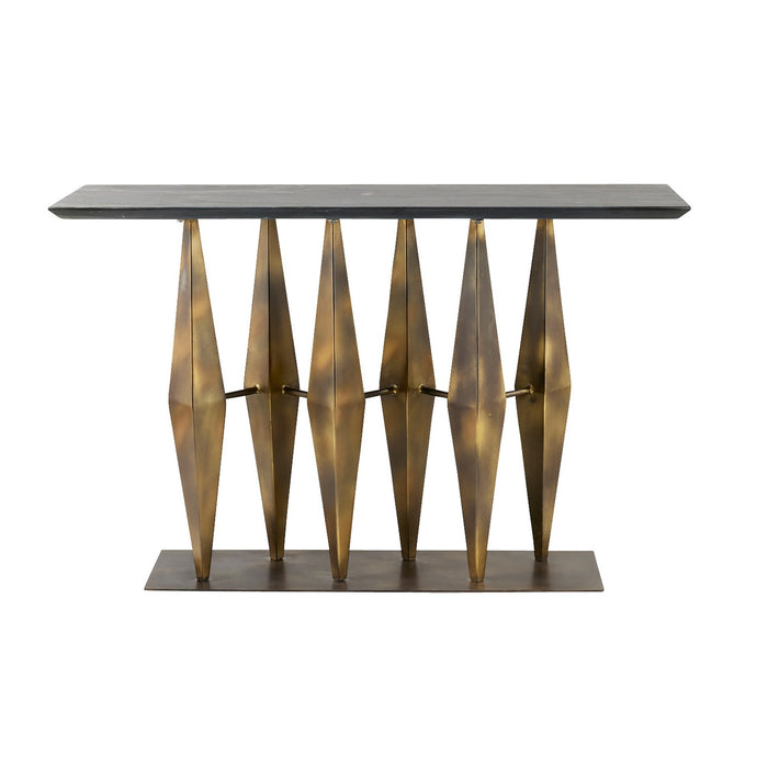 Arteriors FLI09 Console, Matte Black/Antique Gold