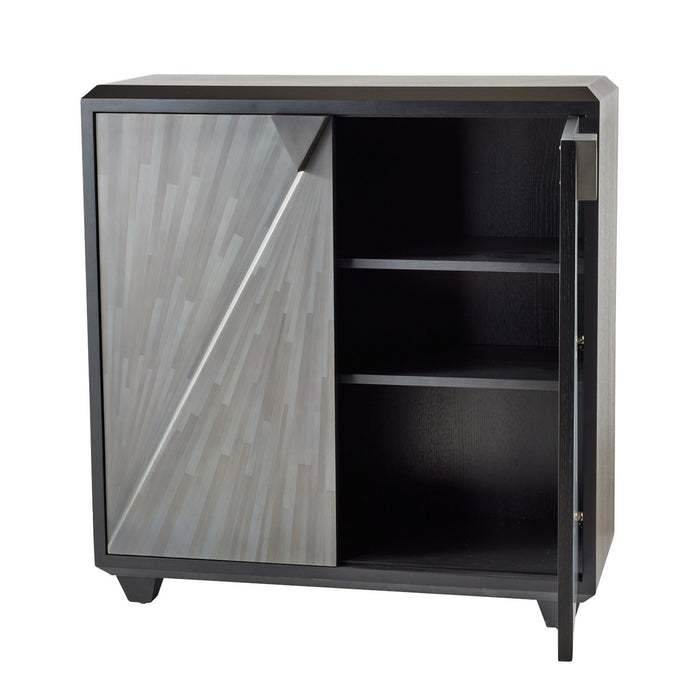 Arteriors FNS13 Cabinet, Gray Straw Marquetry/Ebony/Bronze