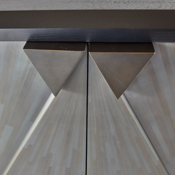 Arteriors FNS13 Cabinet, Gray Straw Marquetry/Ebony/Bronze