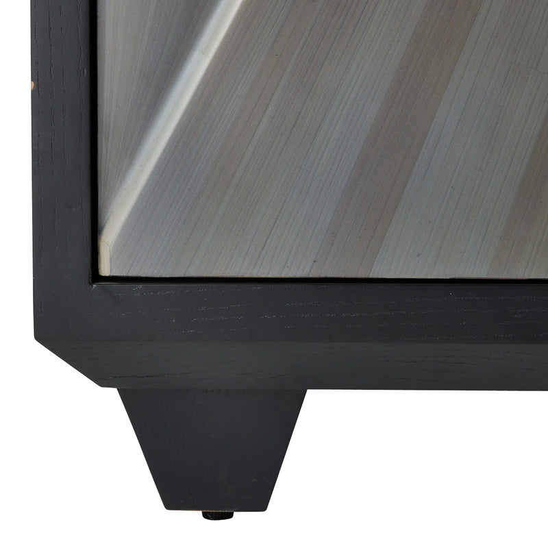 Arteriors FNS13 Cabinet, Gray Straw Marquetry/Ebony/Bronze