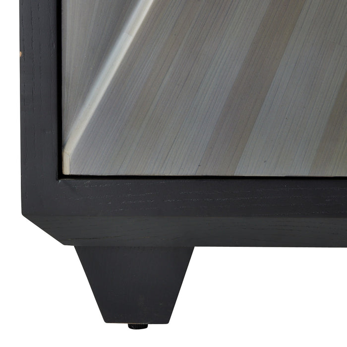 Arteriors FNS13 Cabinet, Gray Straw Marquetry/Ebony/Bronze