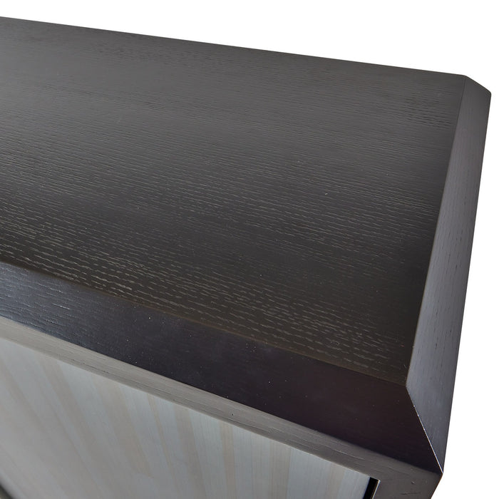 Arteriors FNS13 Cabinet, Gray Straw Marquetry/Ebony/Bronze