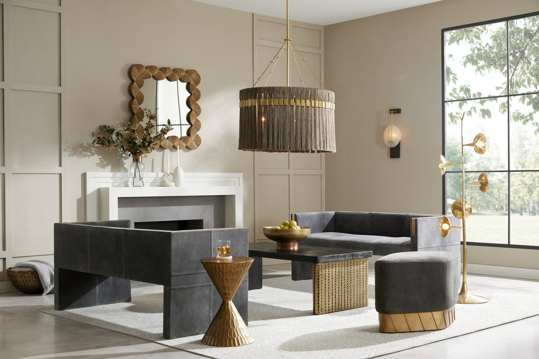 Arteriors FTI01 Settee, Slate Grey/Antique Brass