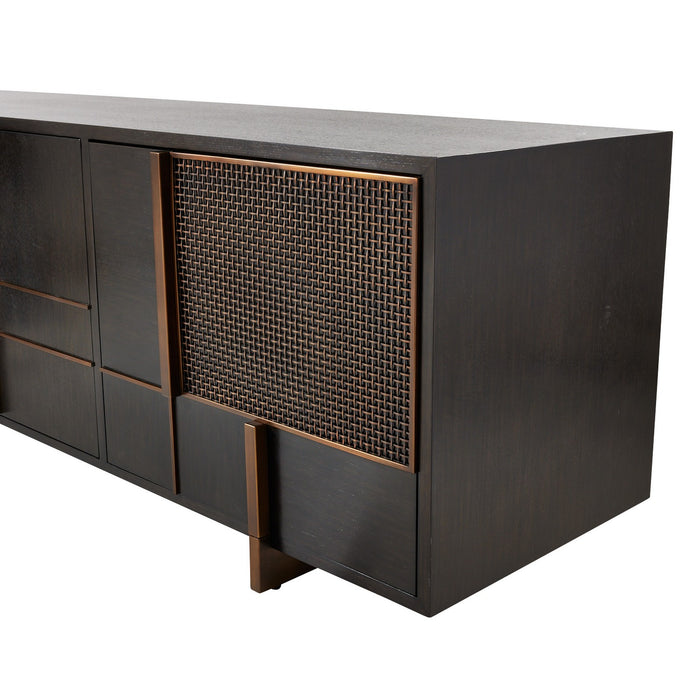 Arteriors FZS11 Credenza, Ebony/Antique Brass/Ebony
