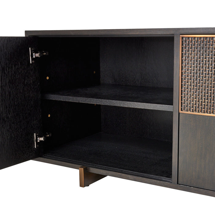 Arteriors FZS11 Credenza, Ebony/Antique Brass/Ebony