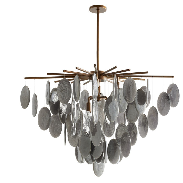 Arteriors GJDLC01 Eight Light Chandelier, Antique Brass/Smoke Luster/Antique Brass