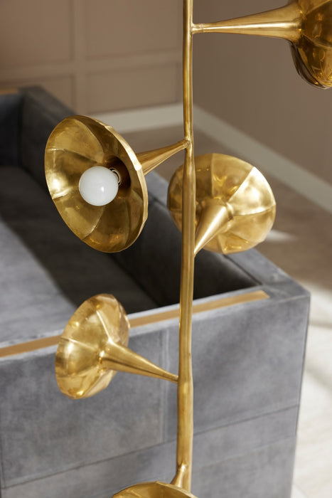 Arteriors PFI07 Five Light Floor Lamp, Antique Brass