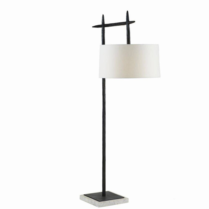 Arteriors PFI10-SH053 One Light Floor Lamp, Blackened Iron/White/Off-White/Off-White