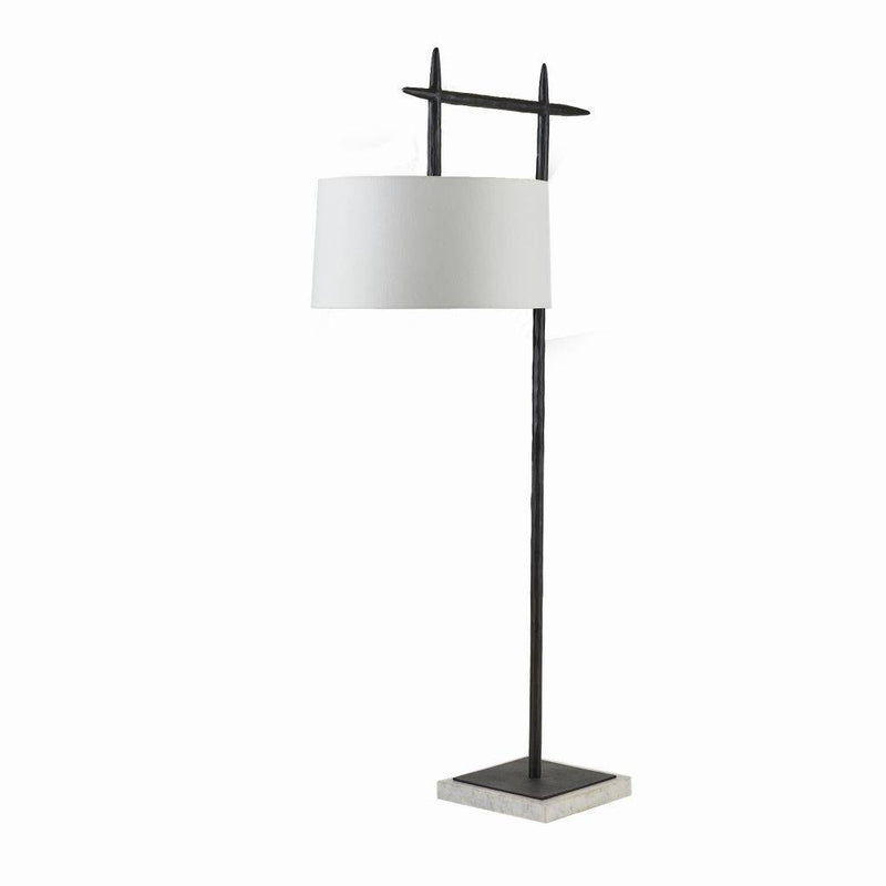 Arteriors PFI10-SH053 One Light Floor Lamp, Blackened Iron/White/Off-White/Off-White