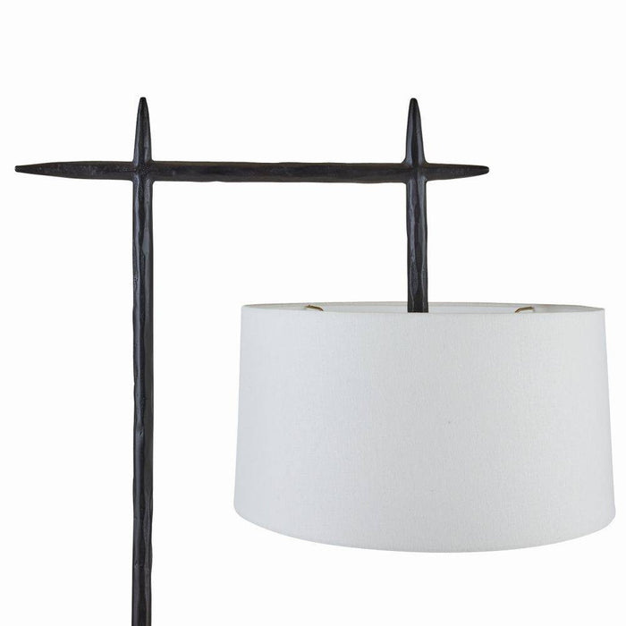 Arteriors PFI10-SH053 One Light Floor Lamp, Blackened Iron/White/Off-White/Off-White