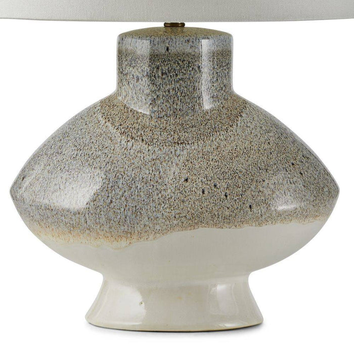 Arteriors PTC33-103 One Light Table Lamp, Pebble Reactive/Antique Brass/Off-White/Off-White
