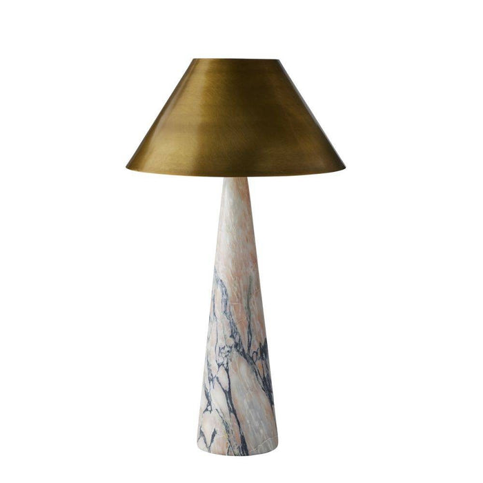 Arteriors PTC39 One Light Table Lamp, Calacatta Viola/Antique Brass