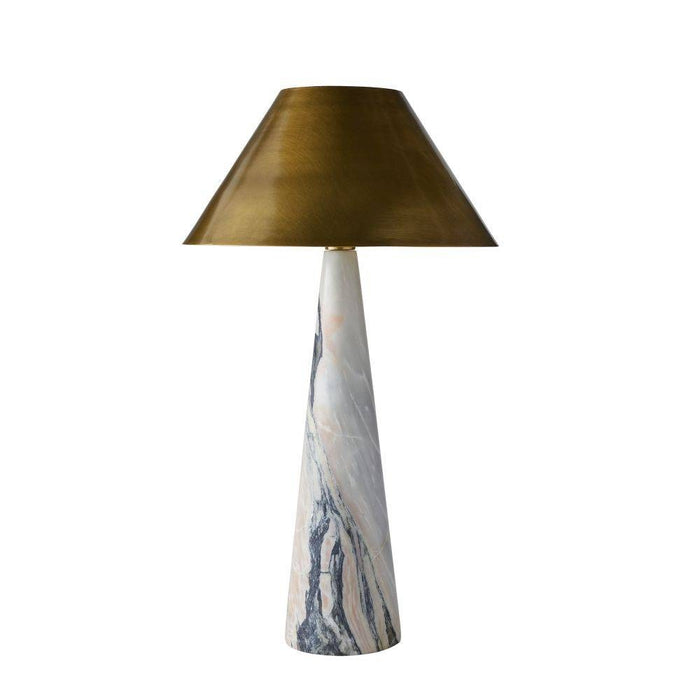 Arteriors PTC39 One Light Table Lamp, Calacatta Viola/Antique Brass