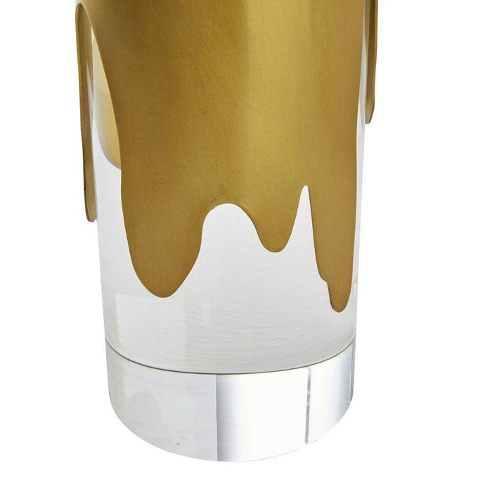 Arteriors PTC46-SH049 One Light Table Lamp, Clear/Antique Brass/Off-White/Off-White