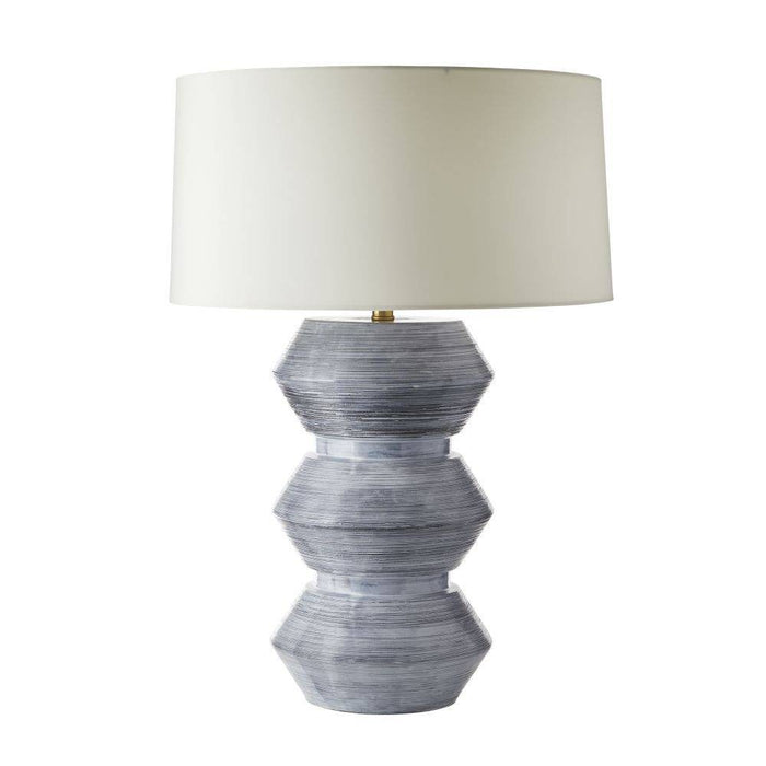 Arteriors PTE10-SH047 One Light Table Lamp, Haze Blue Reactive Glaze/Antique Brass/Ivory