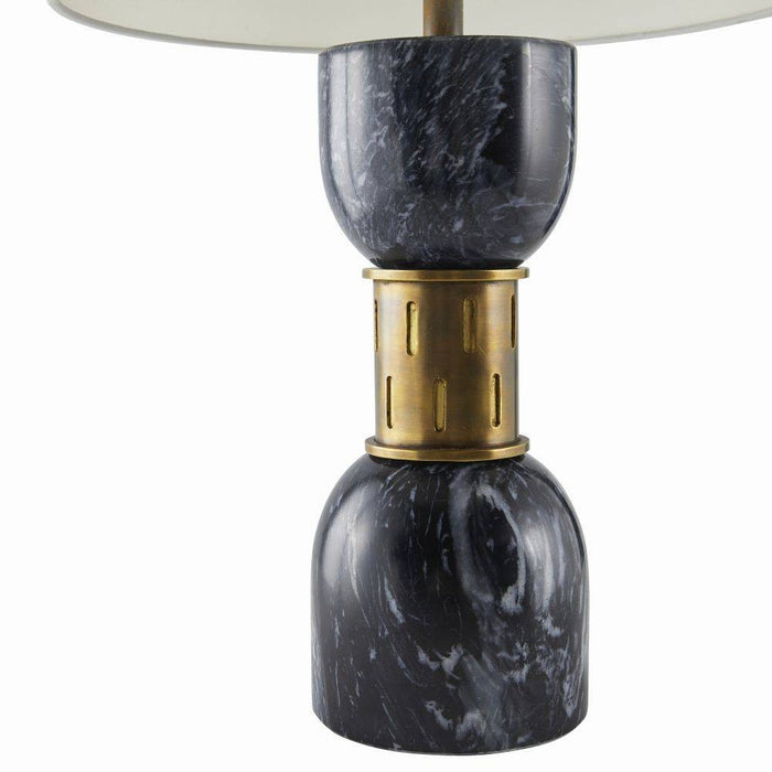 Arteriors PTI15-229 One Light Table Lamp, Black/Antique Brass/Off-White/Off-White