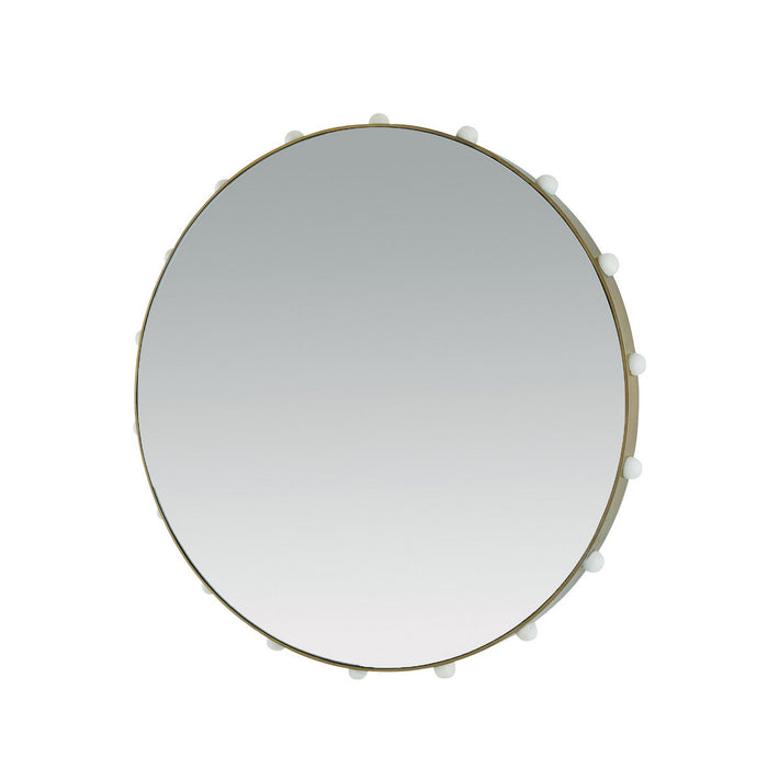 Arteriors WMI40 Mirror, Antique Brass/White/Plain