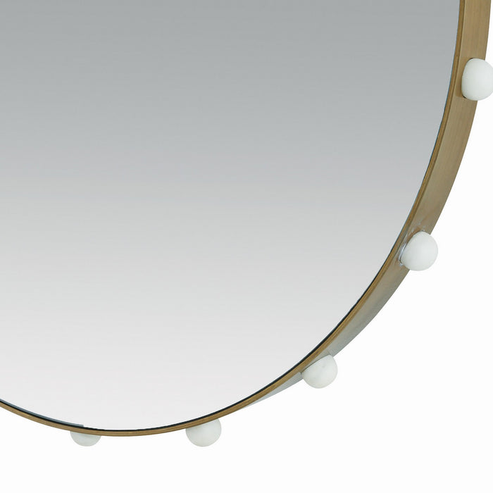 Arteriors WMI40 Mirror, Antique Brass/White/Plain