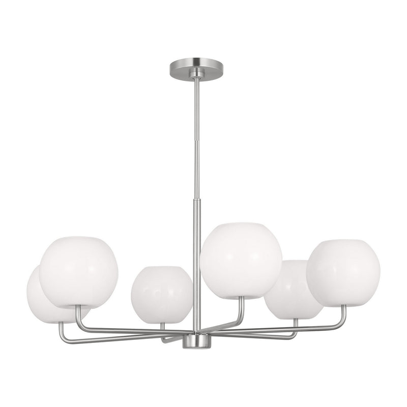 Generation Lighting GLC1066EN3/BS Six Light Chandelier, Brushed Steel