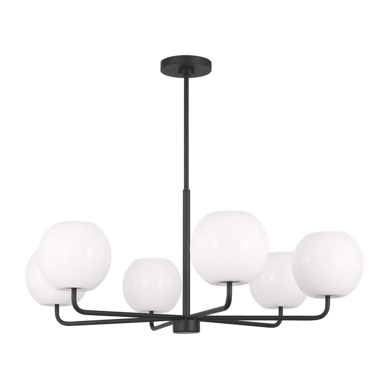 Generation Lighting GLC1066EN3/MBK Six Light Chandelier, Midnight Black