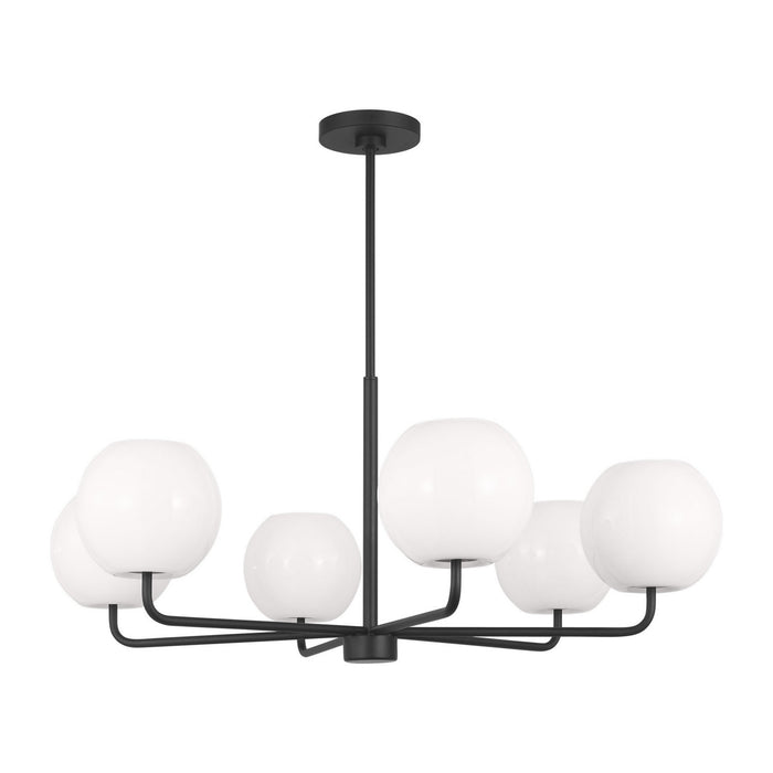 Generation Lighting GLC1066EN3/MBK Six Light Chandelier, Midnight Black