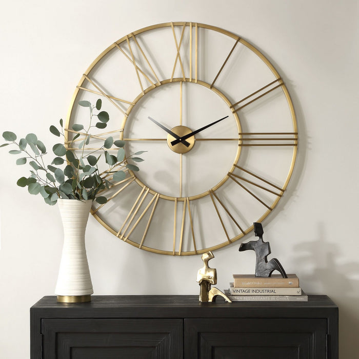 Uttermost 06466 Wall Clock, Brushed Brass