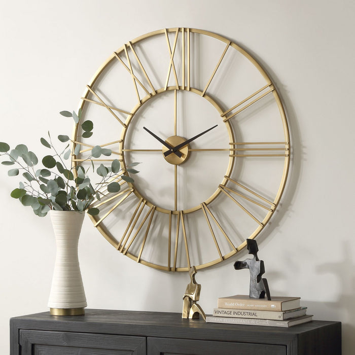 Uttermost 06466 Wall Clock, Brushed Brass