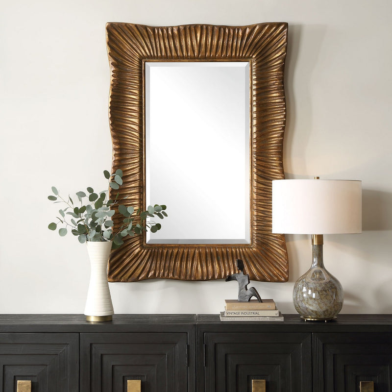 Uttermost 09971 Mirror, Antiqued Gold Leaf