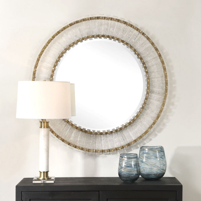 Uttermost 09997 Mirror, Brushed Gold Iron