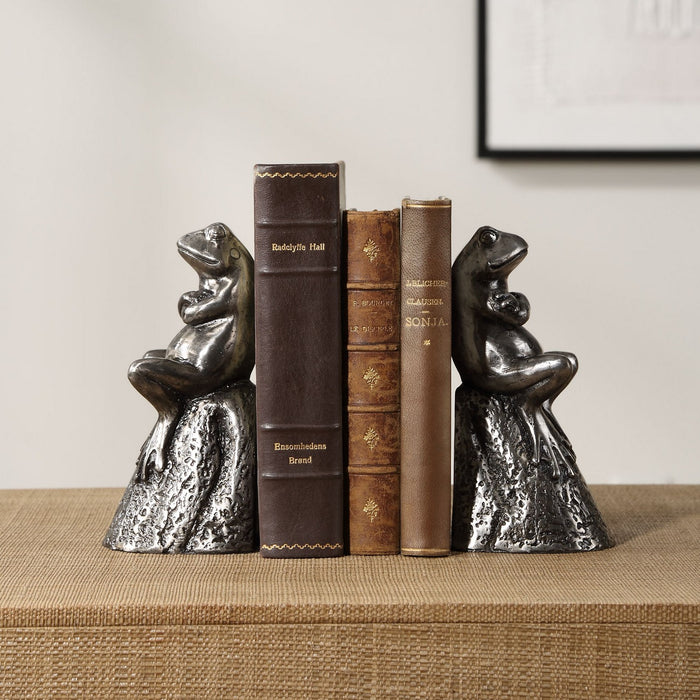 Uttermost 18150 Bookends, S/2, Lightly Antiqued Silver
