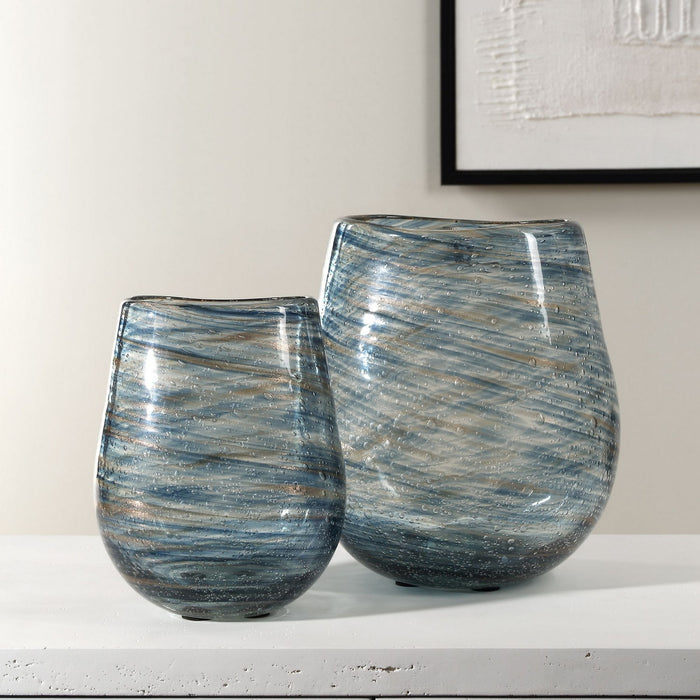 Uttermost 18158 Vases, S/2, Blue And Gold