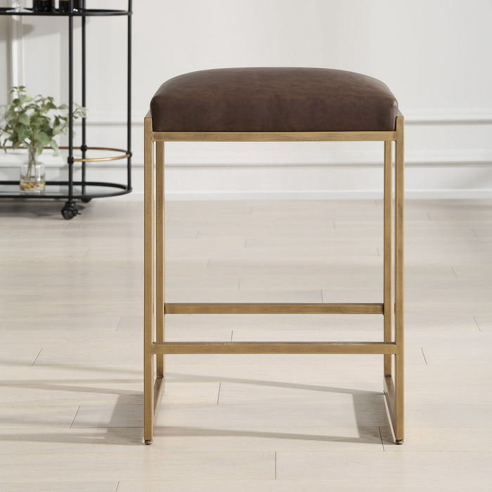 Uttermost 23419 Counter Stool, Antique Brushed Brass