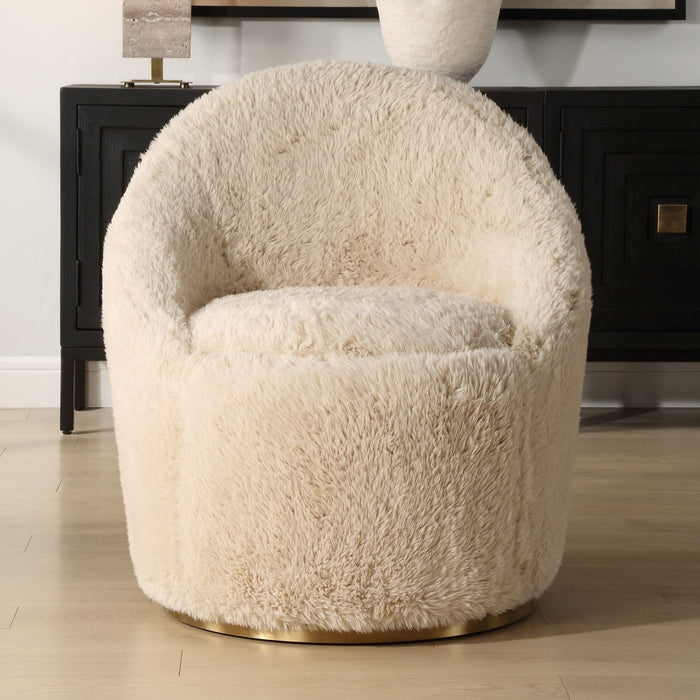 Uttermost 23531 Swivel Chair, Plated Brass Stainless Steel